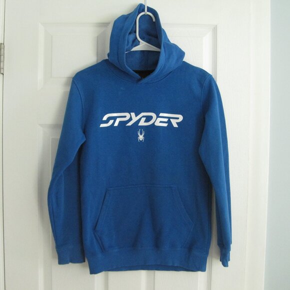 Spyder Boys Royal Blue Hoodie Size L 14-16 Kangaroo Pockets Sweatshirt - Picture 1 of 10
